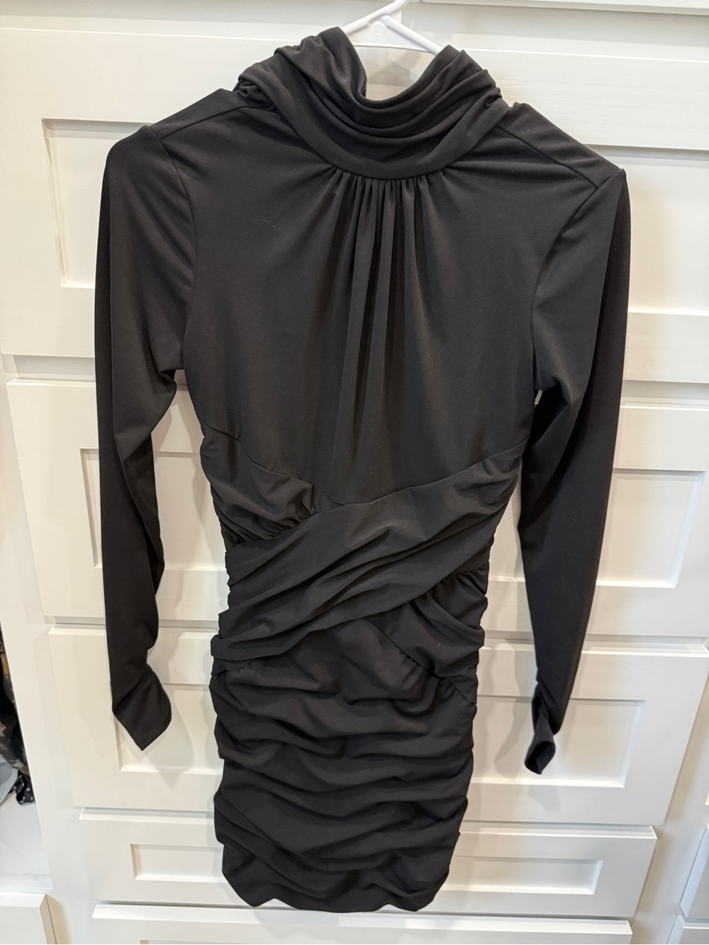 Cinq Black Ruched Long-Sleeve Dress